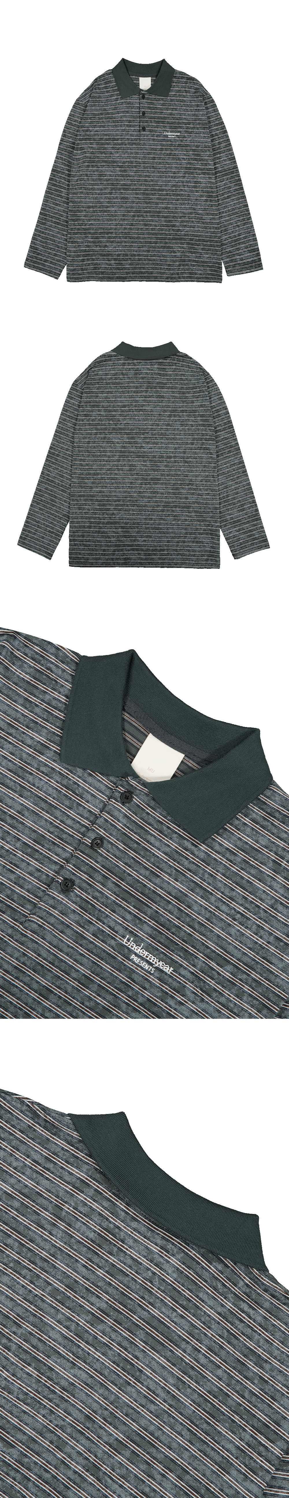 Mu.197 Classic Logo Stripe Long Sleeve Pk Shirts Dark Green / Brown