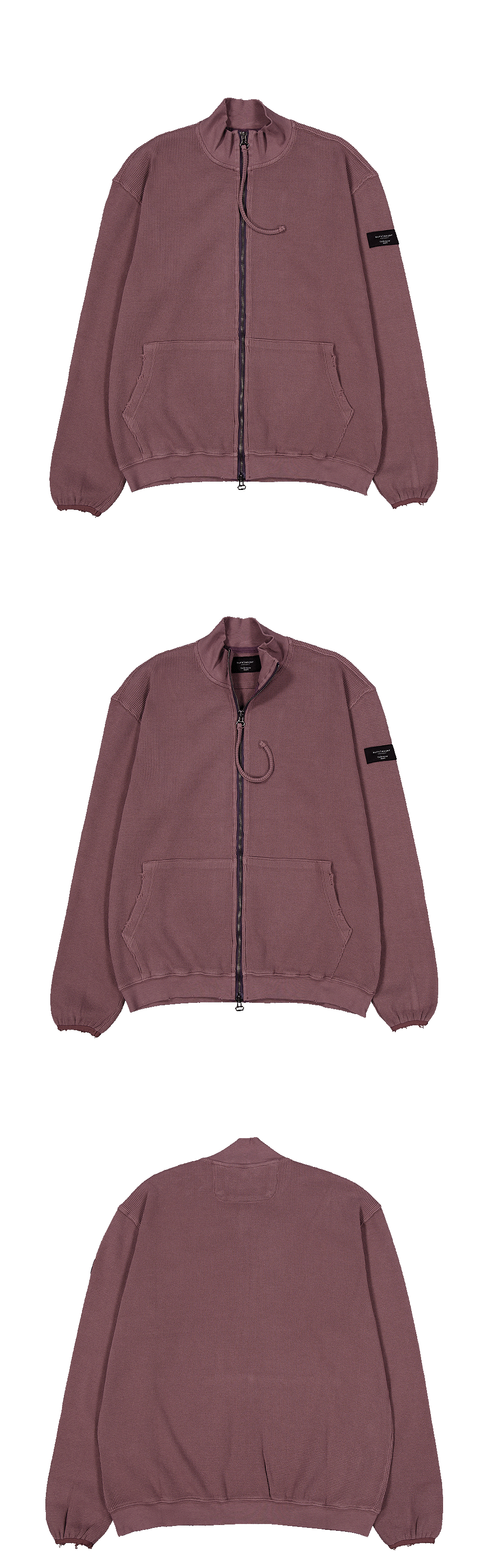 WORN WAFFLE ZIP-UP - DUSTY ROSE
