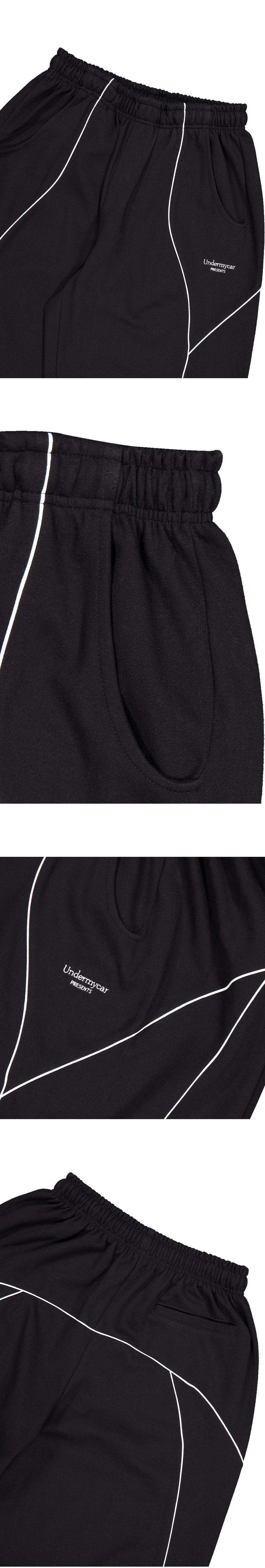 Mu.182 Classic Logo Piping Line Sweat Pants Black