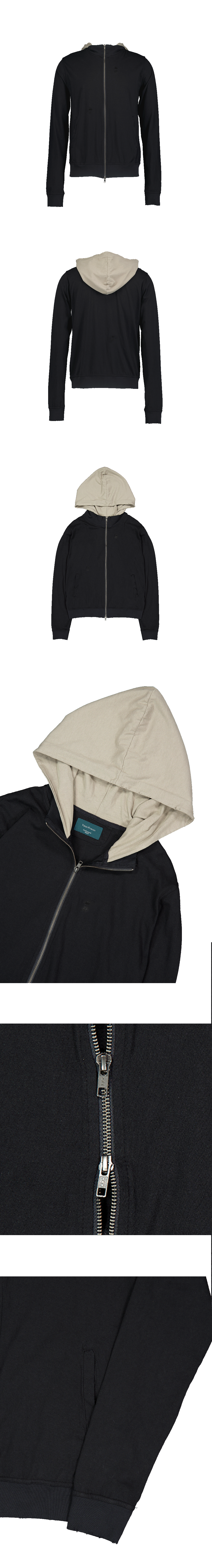 COLLAR FRAME HOOD ZIP-UP - OAT BLACK