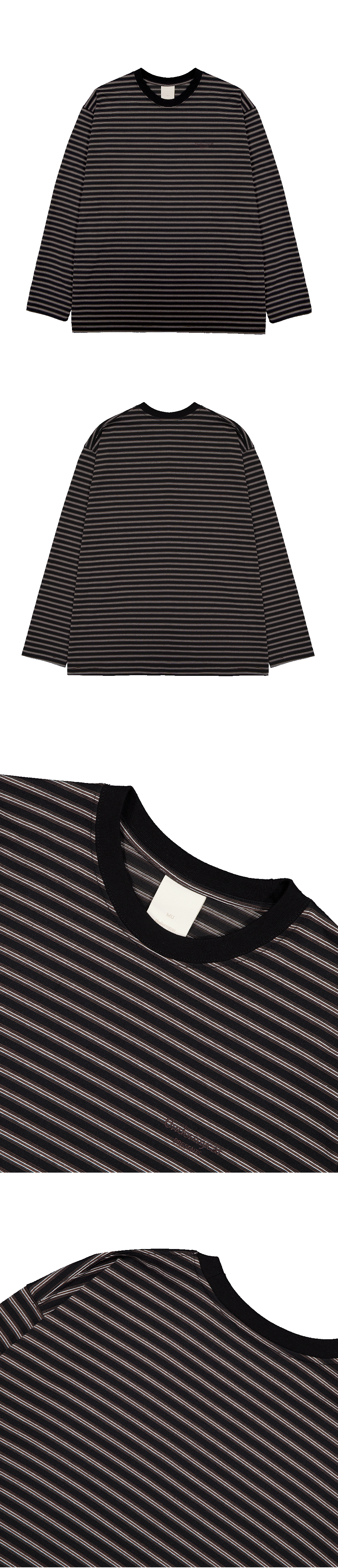 Mu.193 Classic Logo Striped Over Fit Long Sleeve Black / Brown