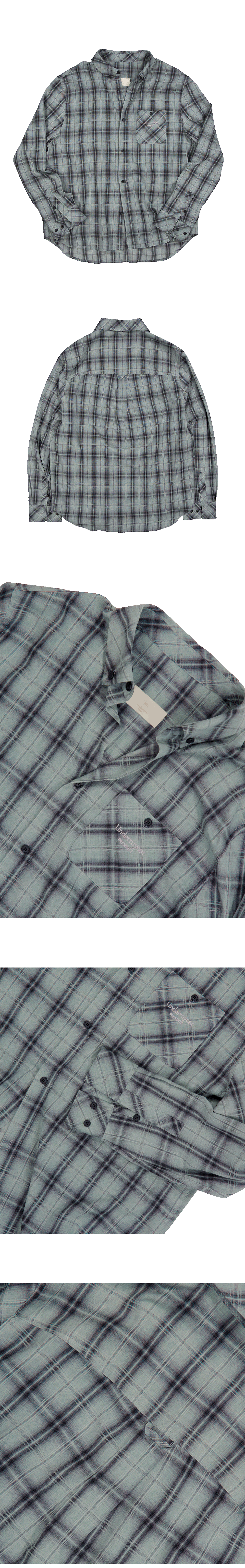 Mu.167 Classic Logo Semi-Regular Fit Pocket Check Shirts Khaki