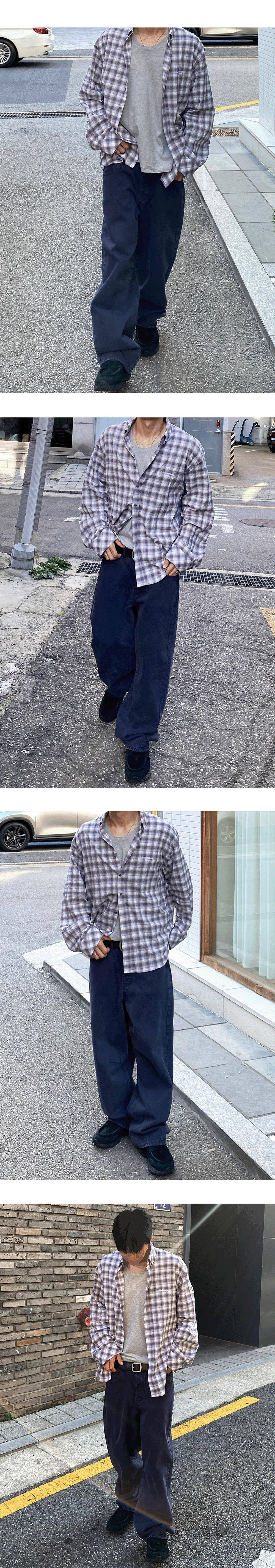 Mu.206 Classic Logo Vintage Check Shirt Gray