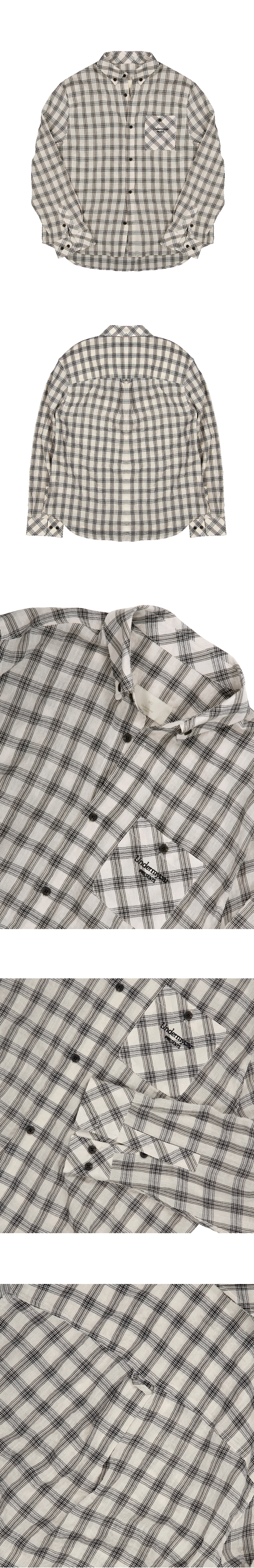 Mu.169 Classic Logo Semi-Regular Fit Pocket Check Shirts Light Beige