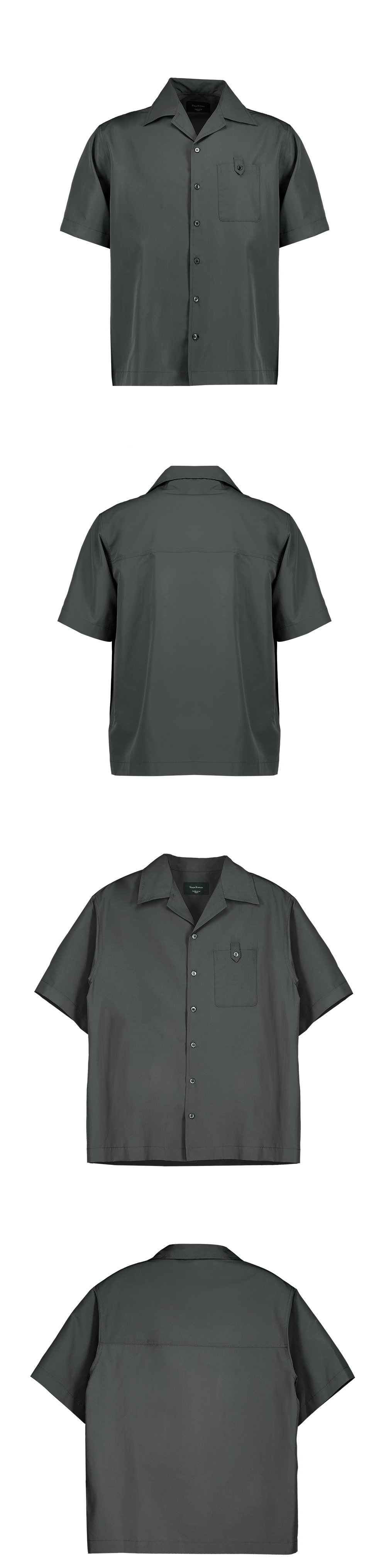 GLIDE OPEN COLLAR SHIRTS- TEAL GRAY