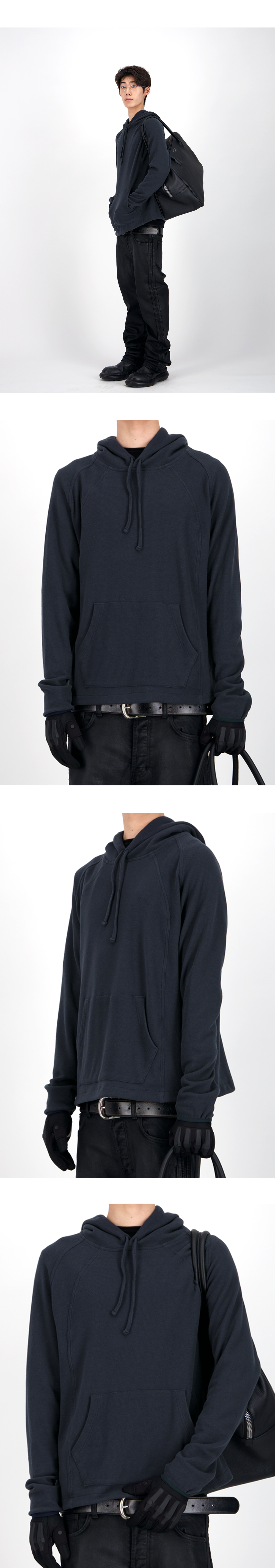FITTED WAFFLE HOODIE - MIDNIGHT NAVY