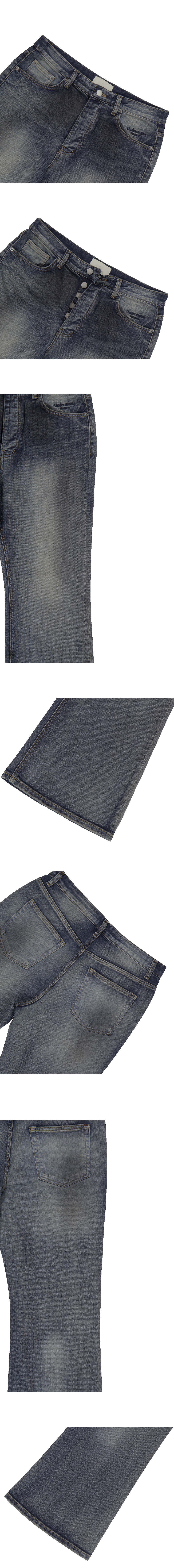 MU.175 Classic Logo Oil Washed Semi Flare Jeans Oil Blue