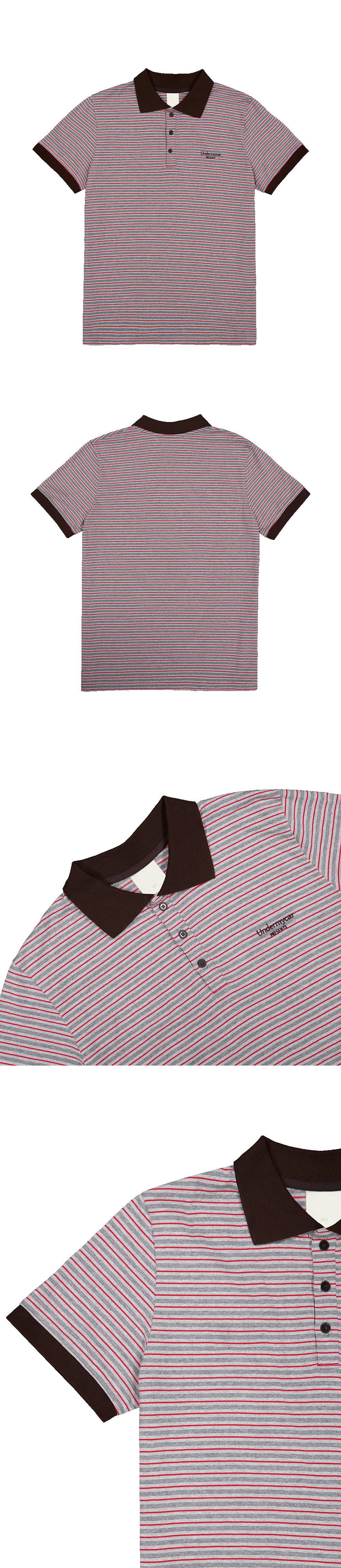 Mu.199 Classic Logo Retro Stripe Pk Shirts Red / Brown