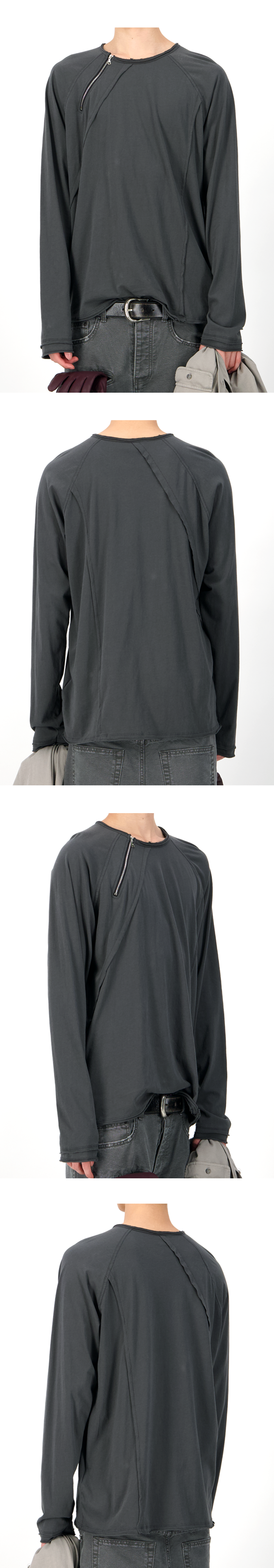DIAGONAL ZIP LONG SLEEVE - ONYX GRAY