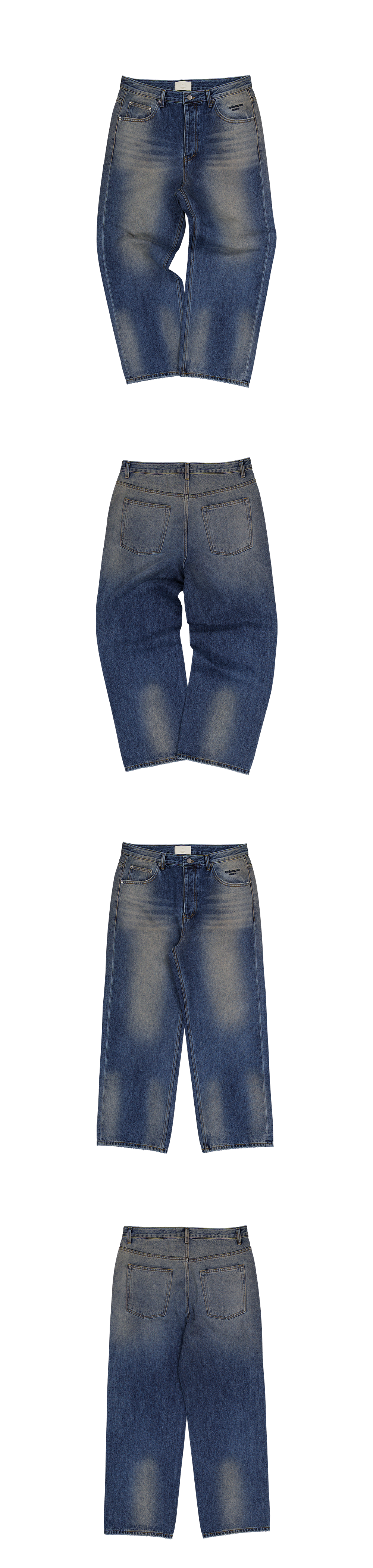 MU.174 Classic Logo Brush Washed Baggy Jeans Washed Blue