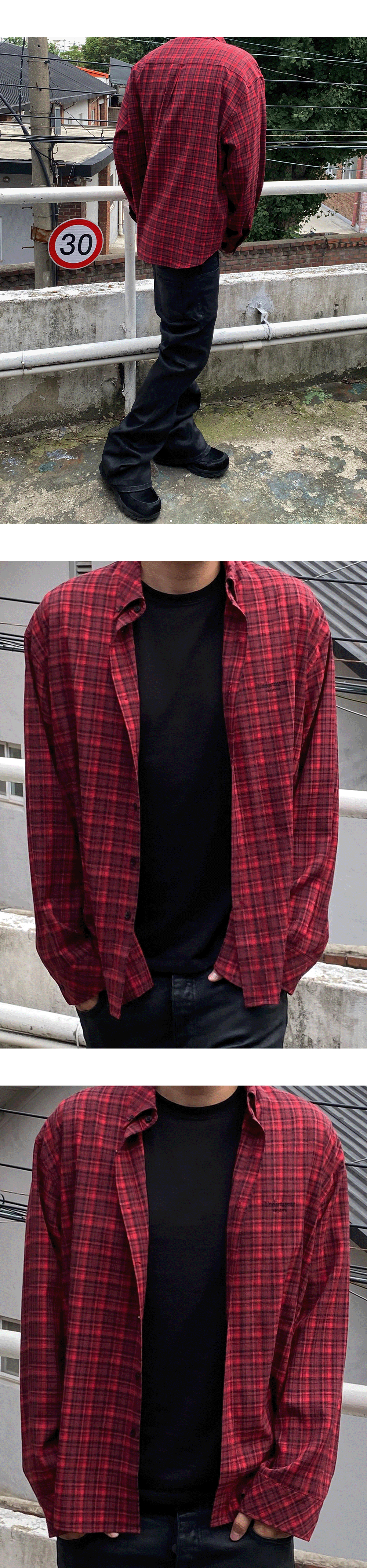 Mu.205 Classic Logo Brick Check Shirt Red