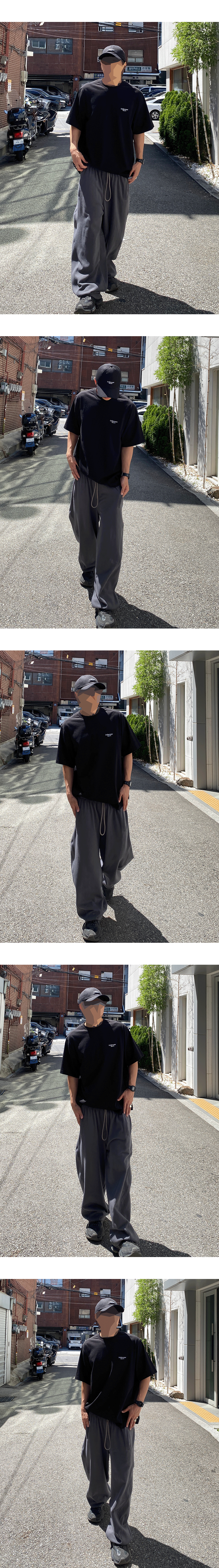 Mu.181 Classic Logo Rib Panel Sweat Pants Charcoal