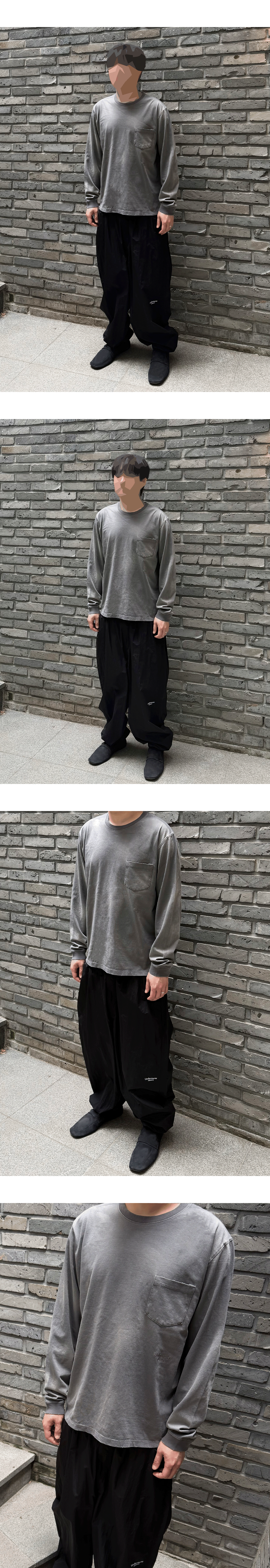MU.165 Classic Logo Washed Pocket Long Sleeve Black