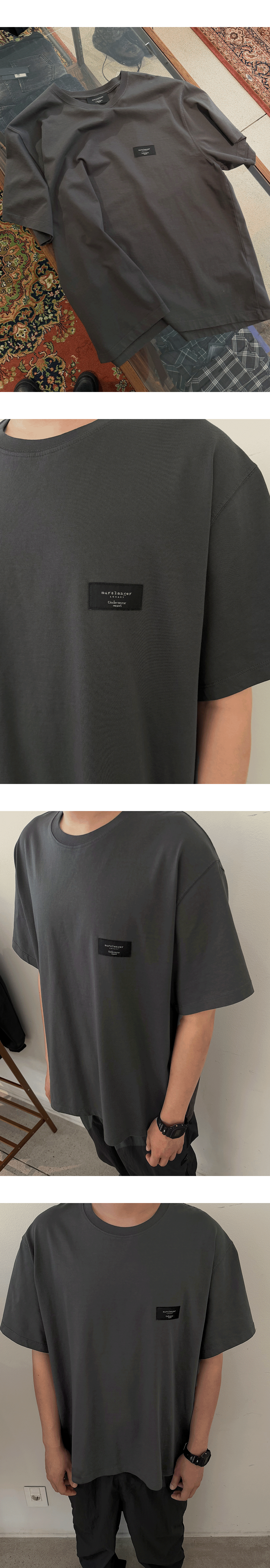 WIDE-FIT HALF T-SHIRTS - CHARCOAL