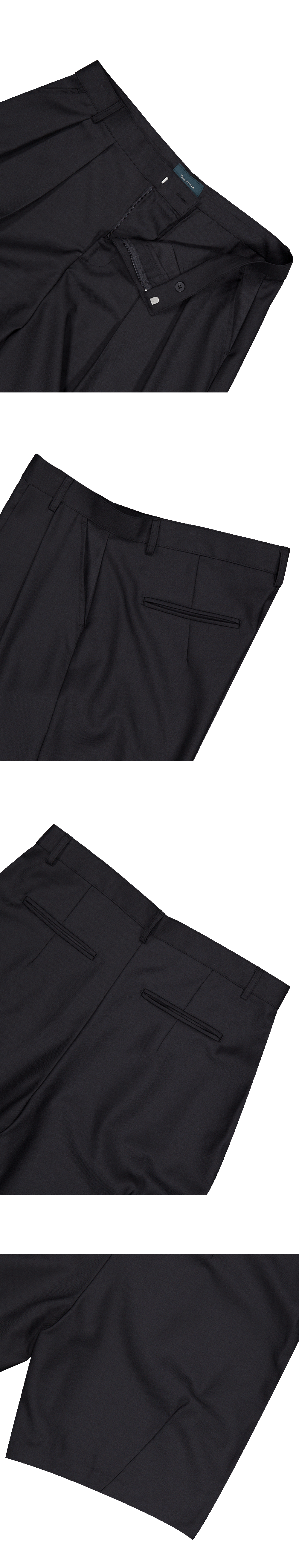 TWO TUCK WIDE SHORTS SLACKS - BLACK