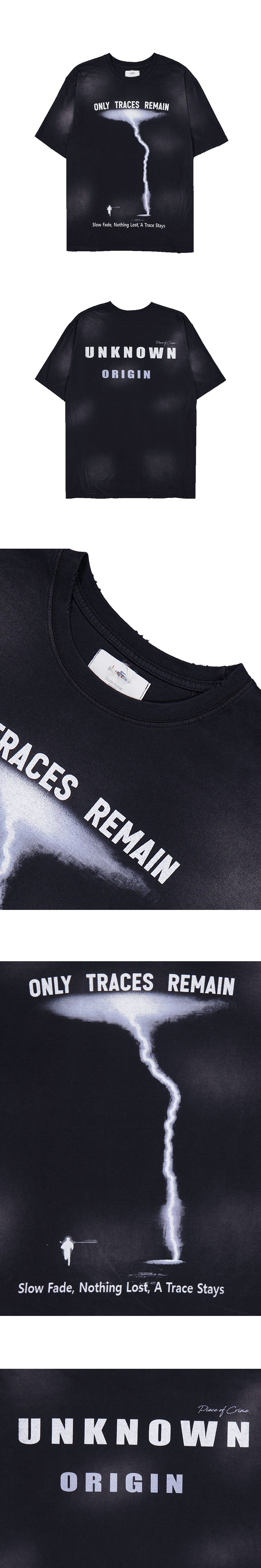 ONLY TRACES REMAIN VINTAGE WASHED T-SHIRTS - BLACK