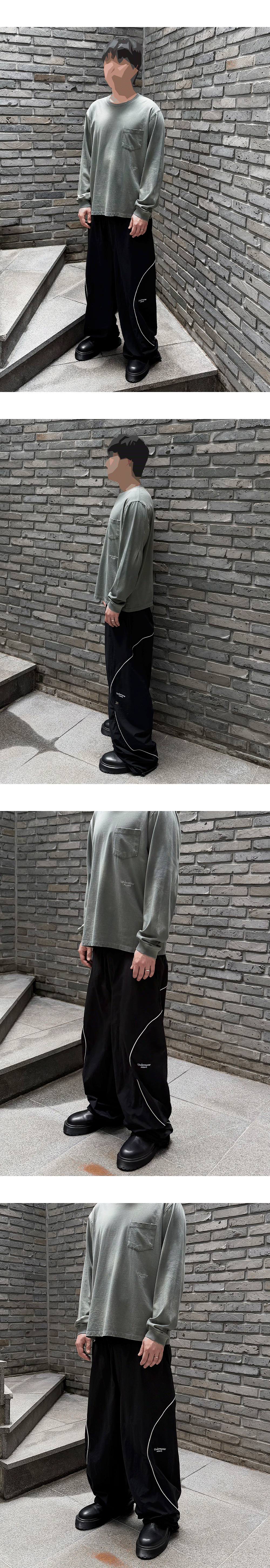 MU.180 Classic Logo Piping Curve Line Track Pants Black