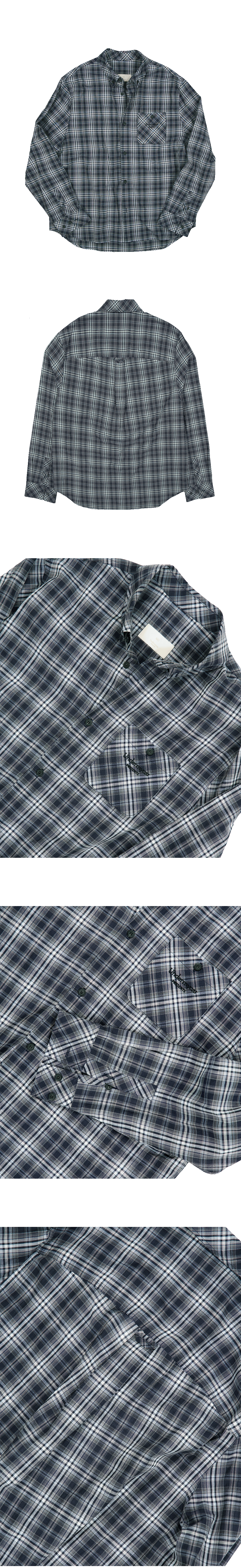 Mu.171 Classic Logo Semi-Regular Fit Pocket Check Shirts Navy