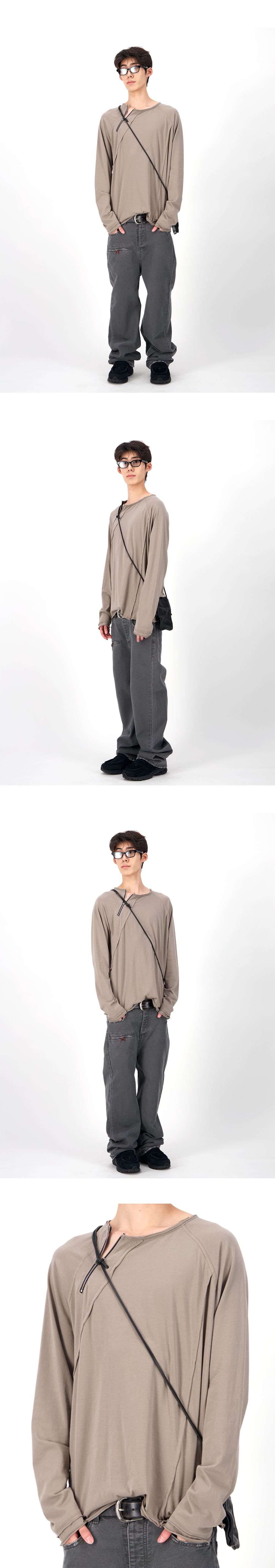 DIAGONAL ZIP LONG SLEEVE - DESERT BEIGE
