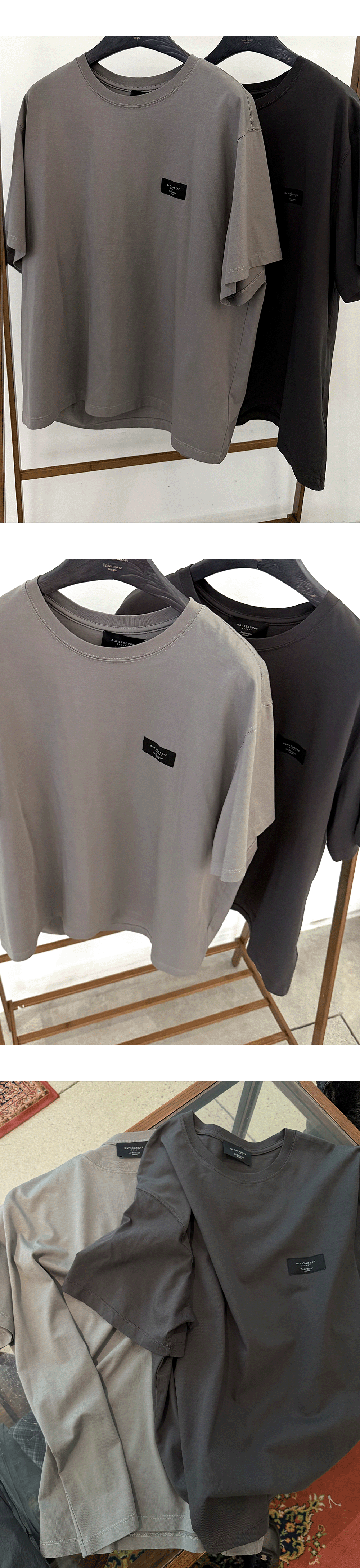WIDE-FIT HALF T-SHIRTS - CHARCOAL