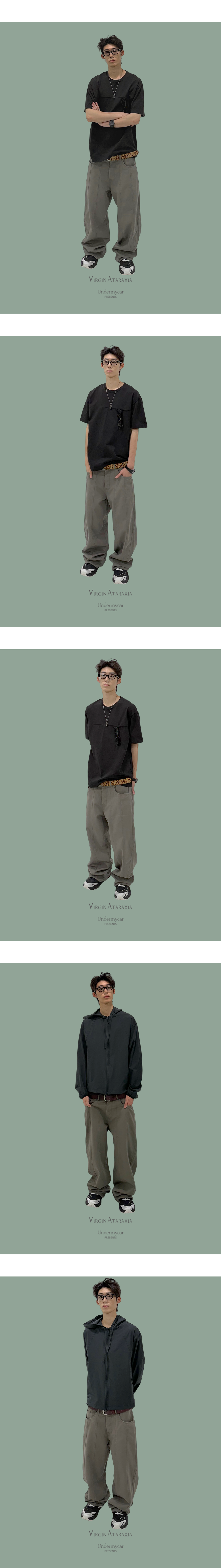 PANELED OXFORD PANTS - DUSTY OLIVE