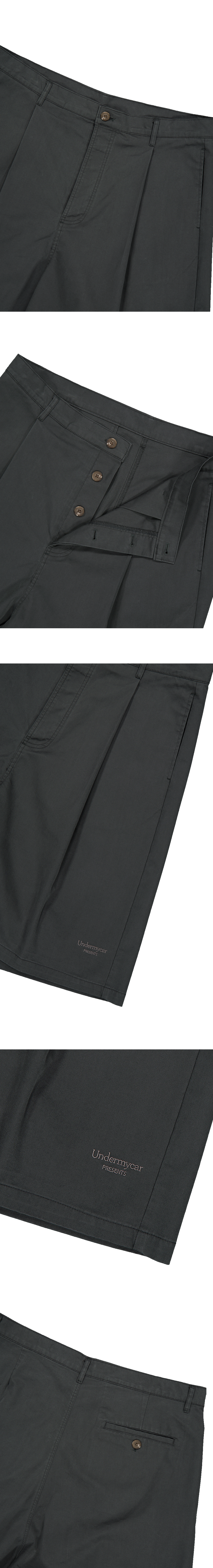 Mu.187 Classic Logo One Tuck Half Shorts Charcoal