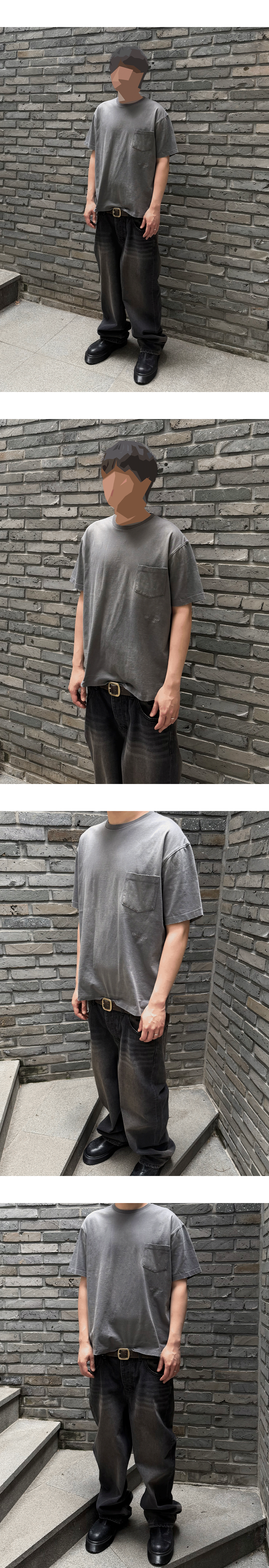 MU.166 Classic Logo Washed Pocket T-shirts Khaki