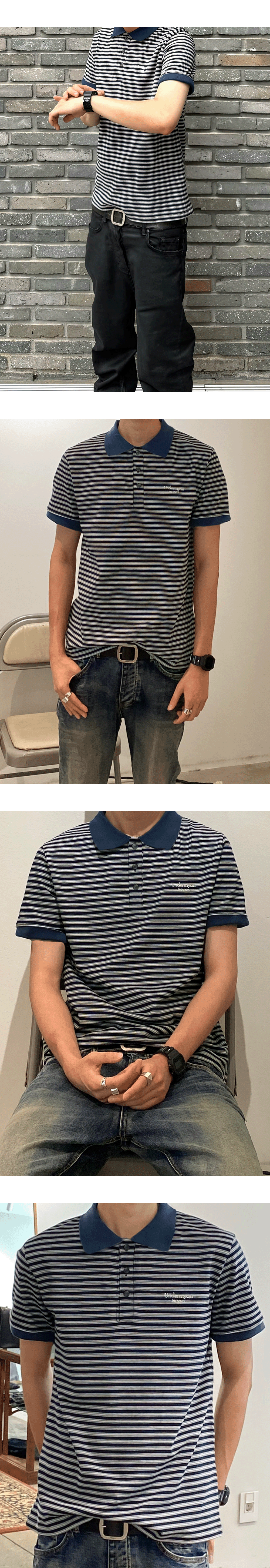 Mu.199 Classic Logo Retro Stripe Pk Shirts Navy