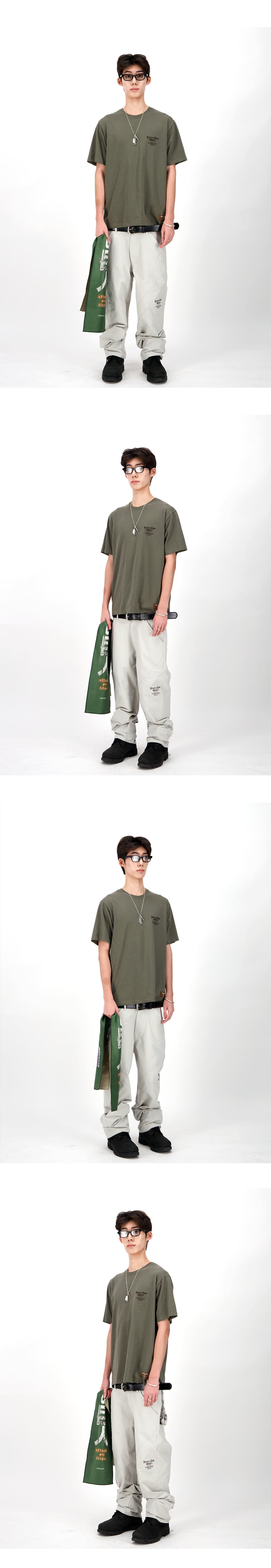 SURVEY CORPS VINTAGE WASHED T-SHIRTS - MOSS CHARCOAL