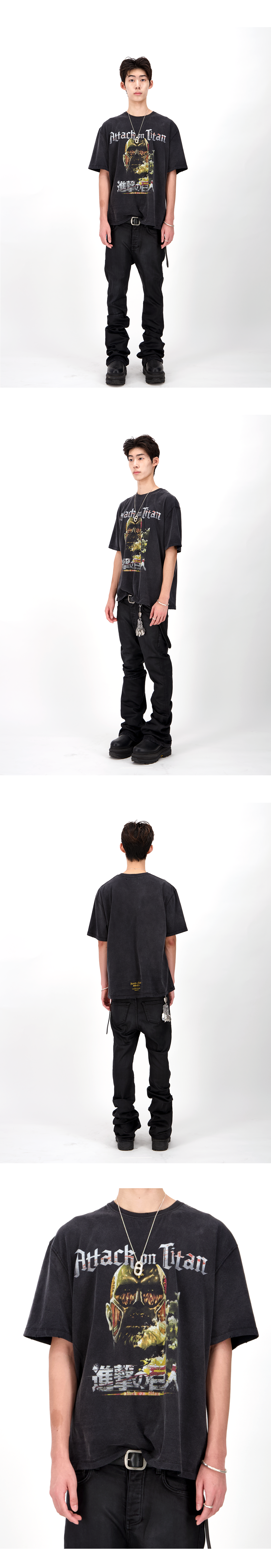 COLOSSAL TITAN VINTAGE WASHED T-SHIRTS - FADED BLACK
