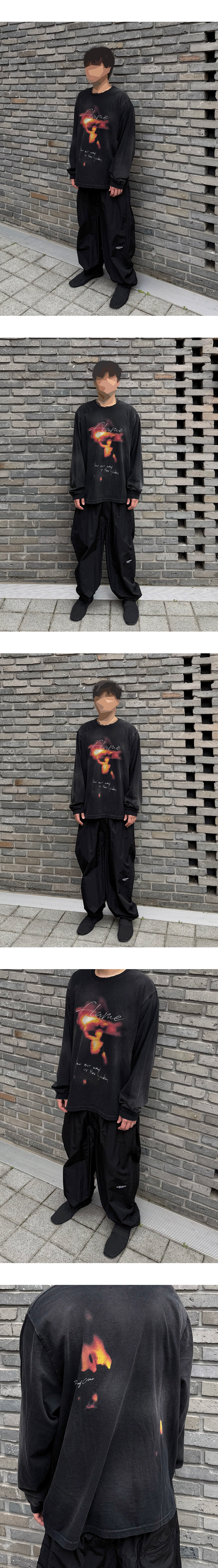 FLAME VINTAGE WASHED LONG SLEEVE - BLACK