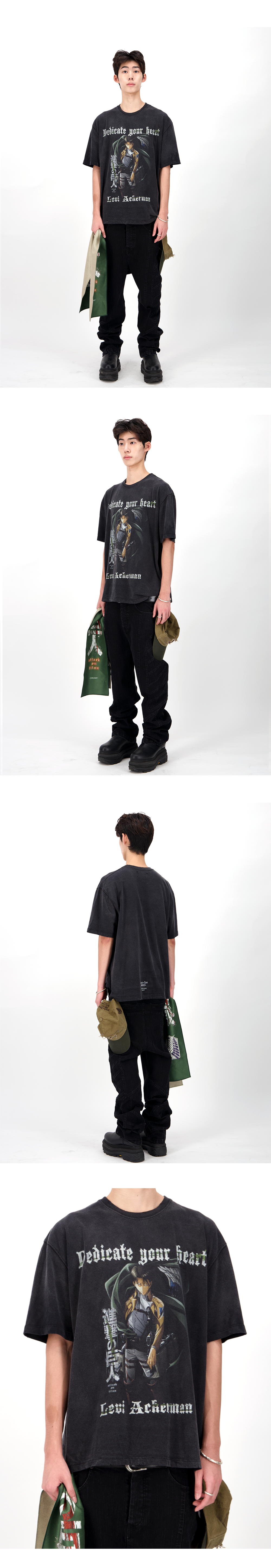 LEVI ACKERMAN VINTAGE WASHED T-SHIRTS - FADED BLACK