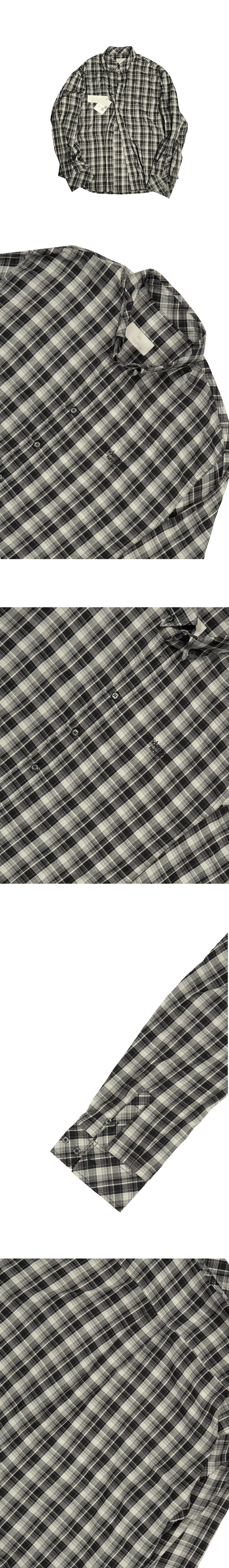 MU.32 Anti Fxxking Logo Play Basic Long Sleeve Check Shirts Black Gray