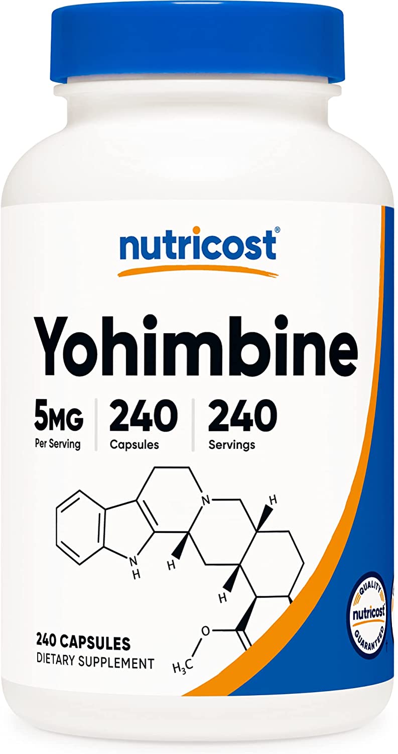 뉴트리코스트 요힘바인 HCl 5mg, 240 캡슐 / Nutricost Yohimbine HCl 5mg, 240 Capsules Extra Strength Gluten