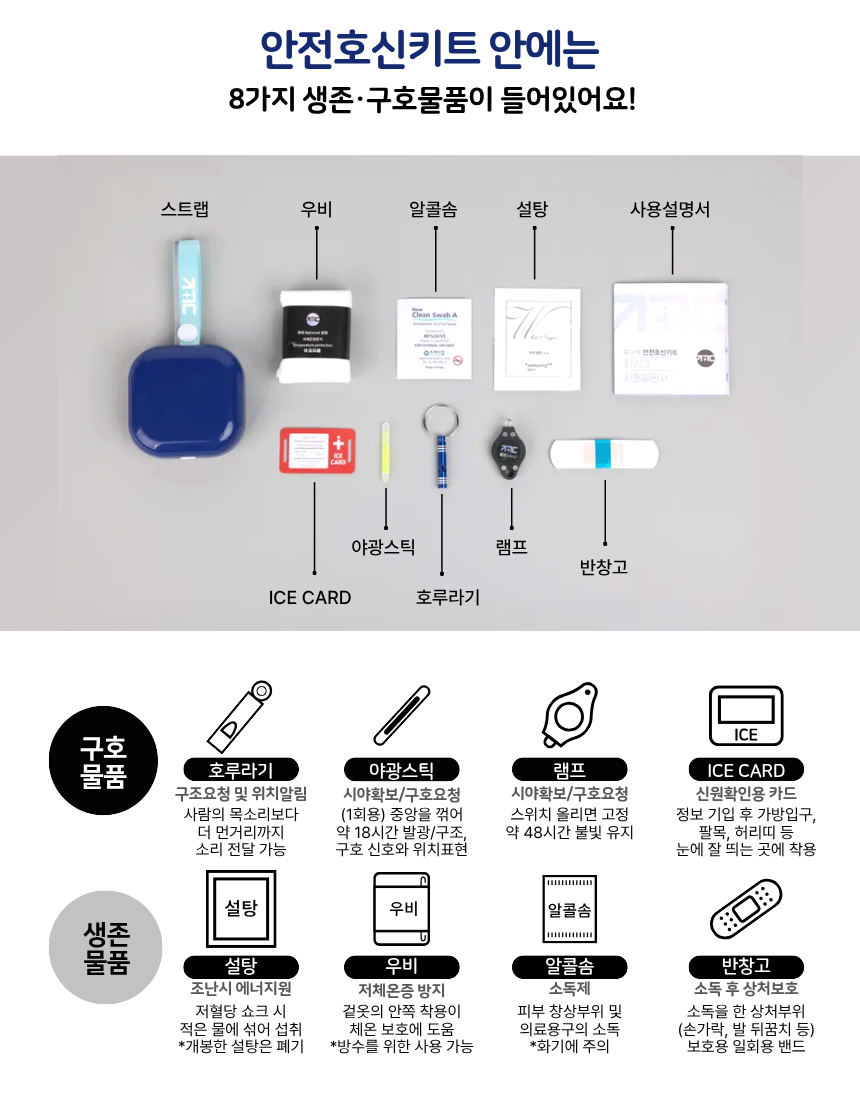 등산 여행 캠핑 아웃도어 활동을 위한 안전호신키트