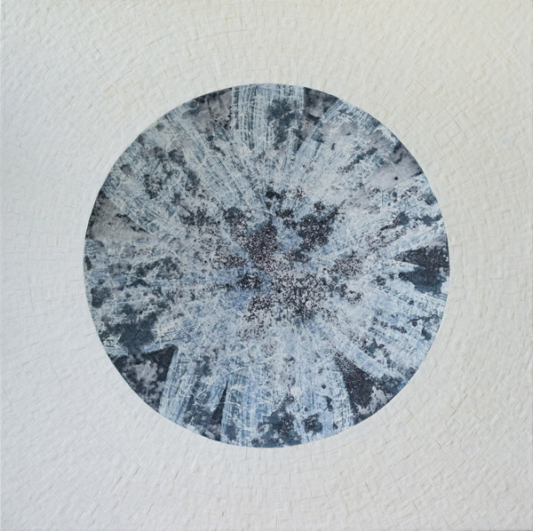 흐름에 들다. 122X122cm. 장지 혼합매체. 2020.