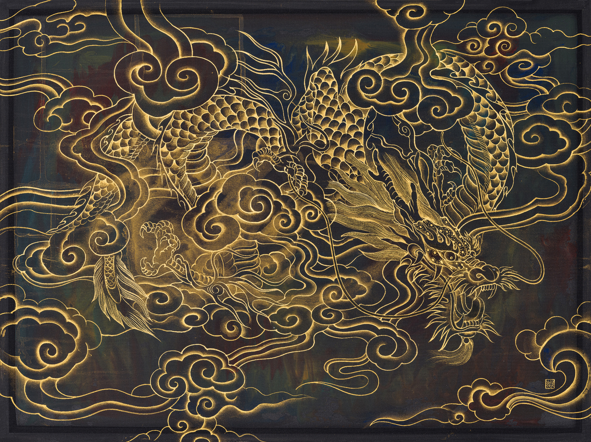 龍之所留,45x60,비단에 혼합안료,2025