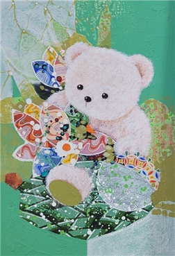 최문정_테디베어Ⅱ, 40x60cm, 면본채색, 2025