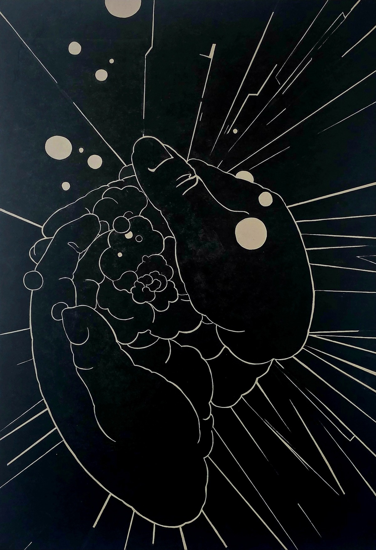 이인승_작고 소중한 것, 65x50cm, 한지에 수묵, 2023