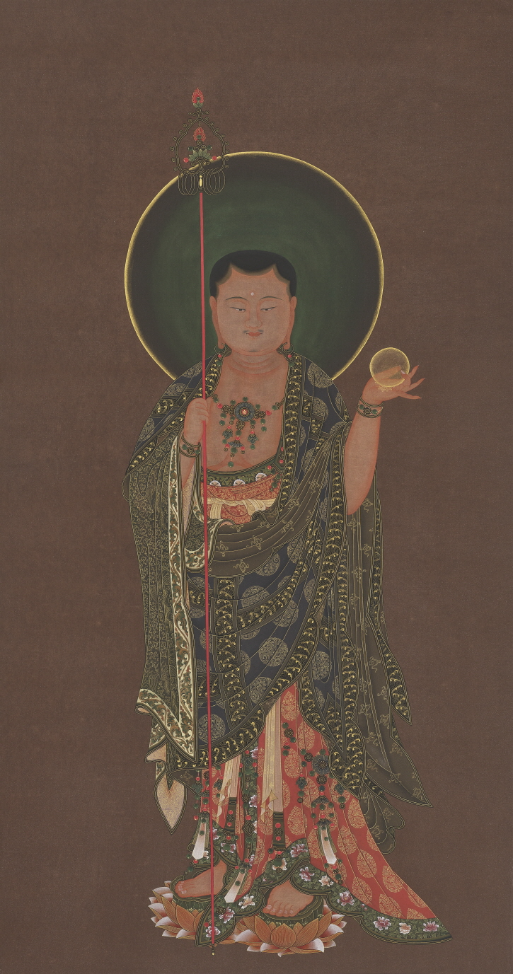 ▲ 현승조_지장보살도.60X115cm.비단바탕에 석채,금.2024 ⓒ 현승조