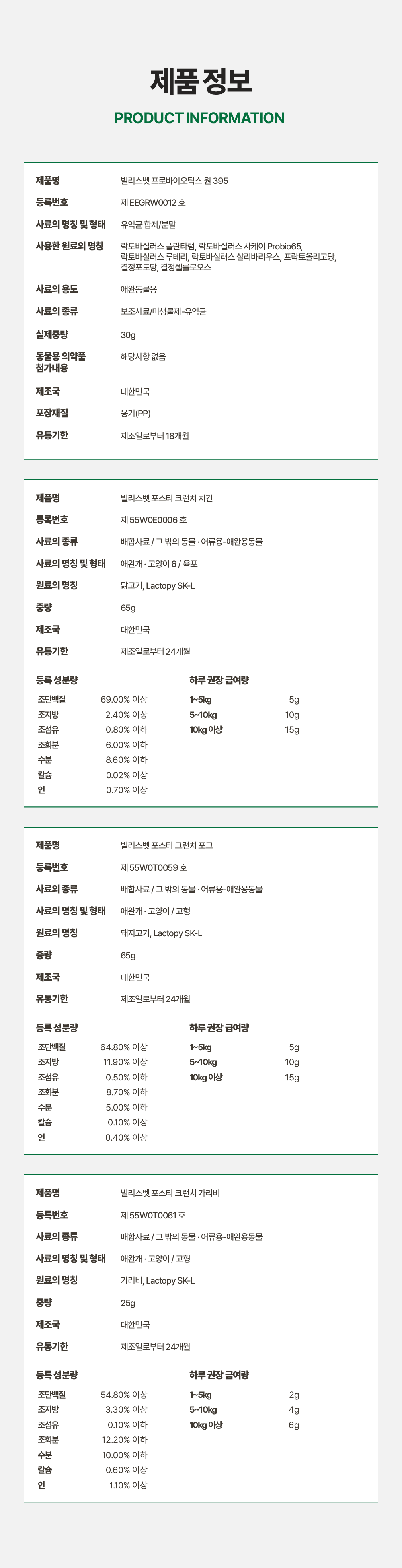 프로바이오틱스 원 395 & 포스티 크런치 set