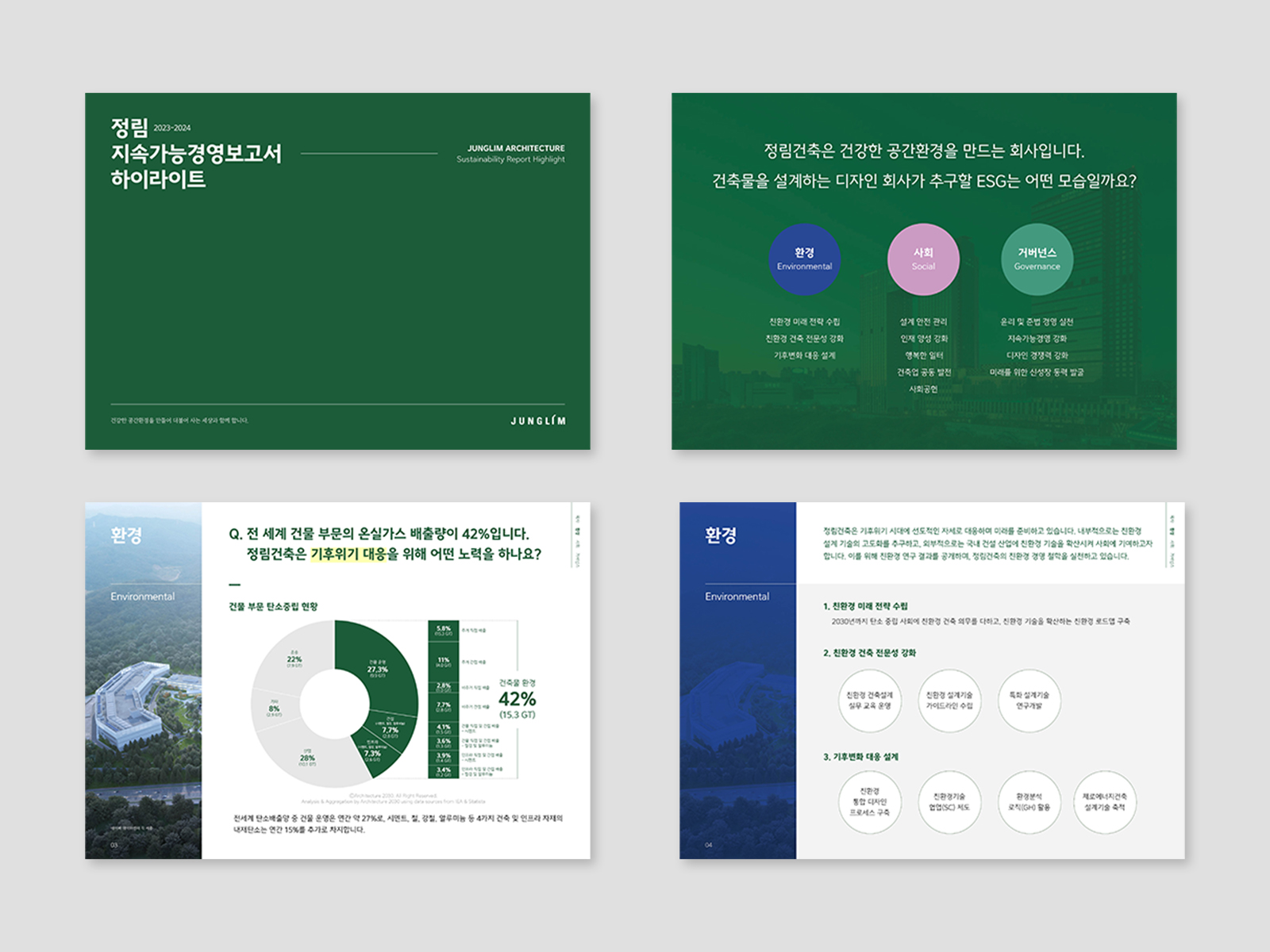 정림건축사사무소  2024 | ESG 지속가능경영보고서 하이라이트     기획, 편집, 보고서 디자인   인터랙티브 PDF    ​