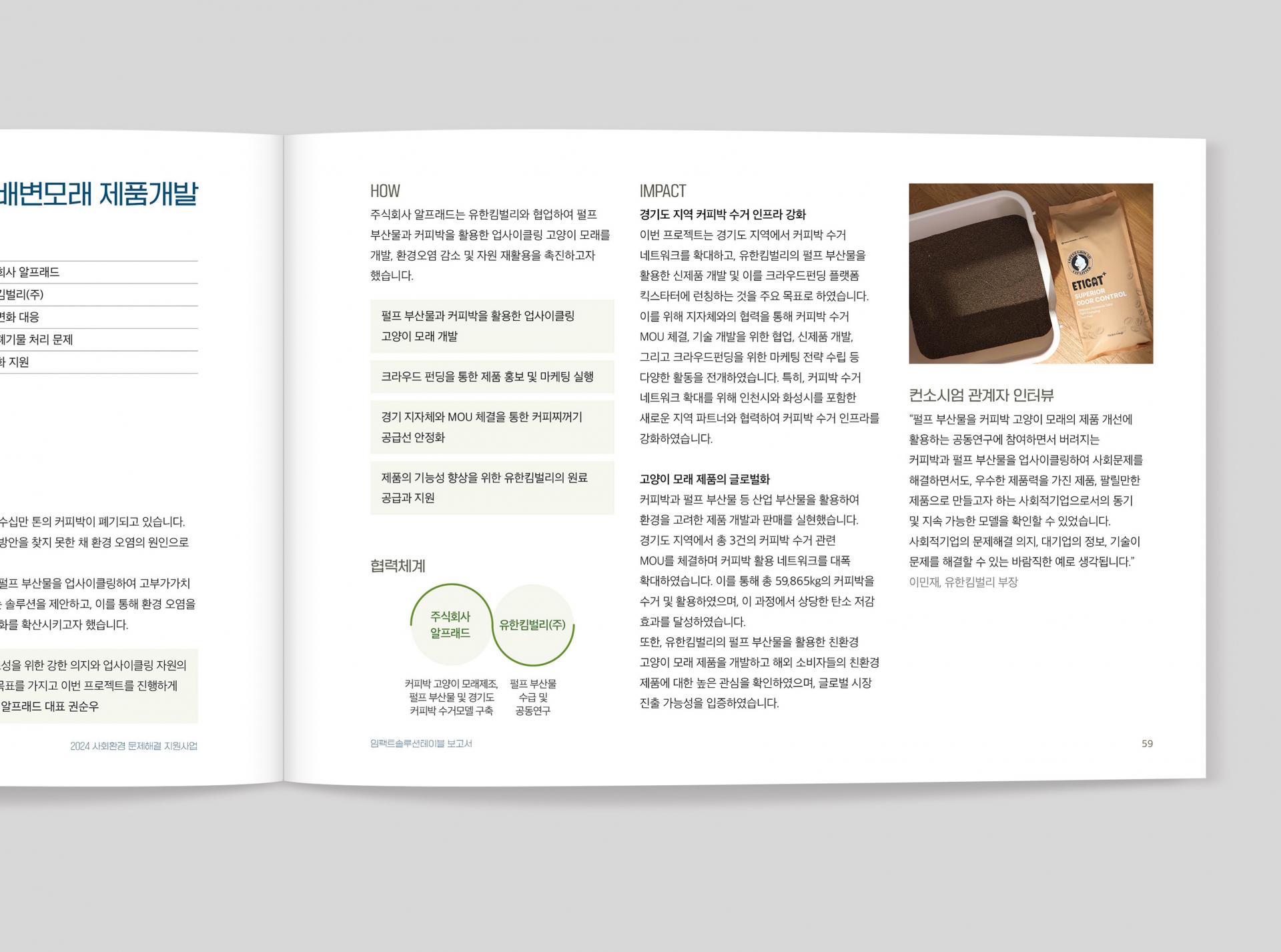 경기도사회적경제원    2024 | 임팩트솔루션테이블 보고서    사회환경 문제해결 지원사업   기획, 원고 편집, 각 기관 인터뷰 취합,   디자인