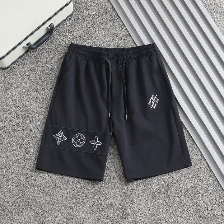 루이비X 멀티자수로고 코튼 하프팬츠
