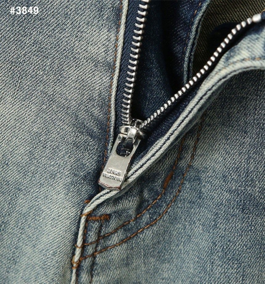 루이비X 로고엠보 버드 워싱 데님 팬츠