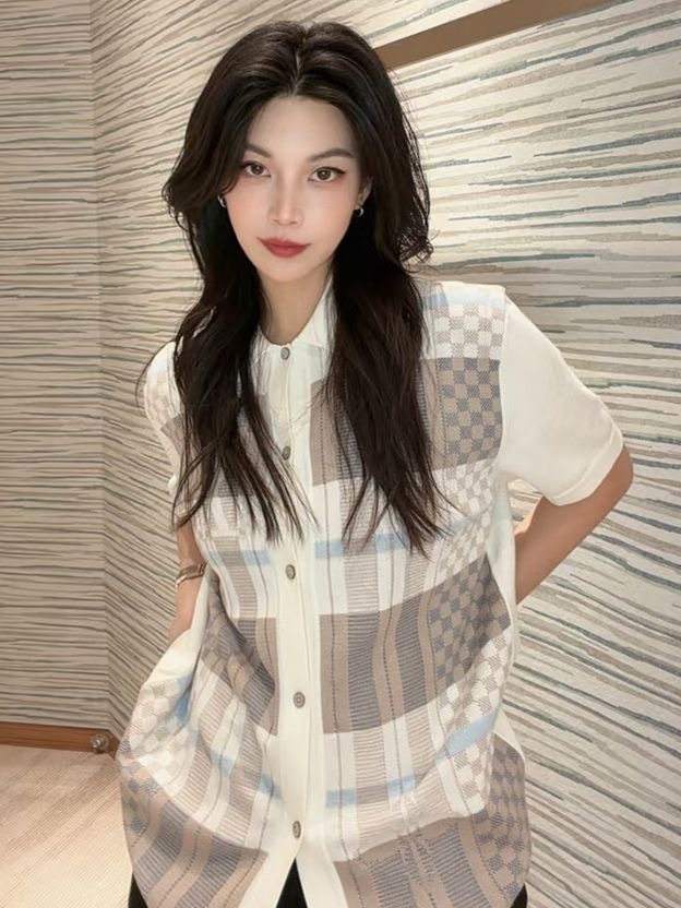 루이비X 다미에 자카드 폴로 가디건