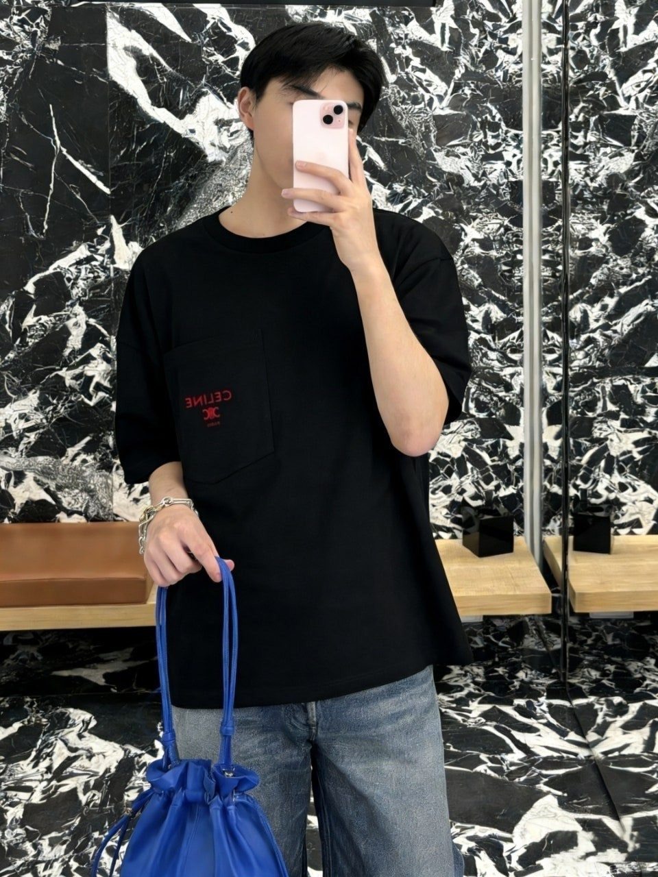 셀린느 C002 트리옹프 자수로고 티셔츠