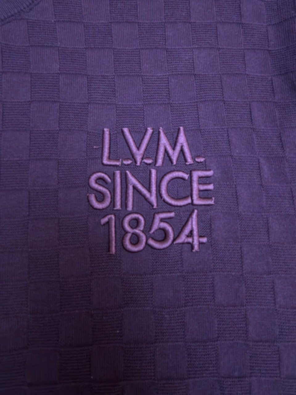 루이비X LV012 다미에 자카드 쇼트 슬리브드 크루넥 니트 웨어