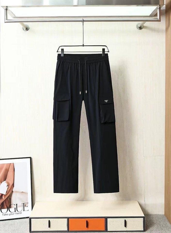 프라다 빅패치로고 밴딩 카고 스판팬츠