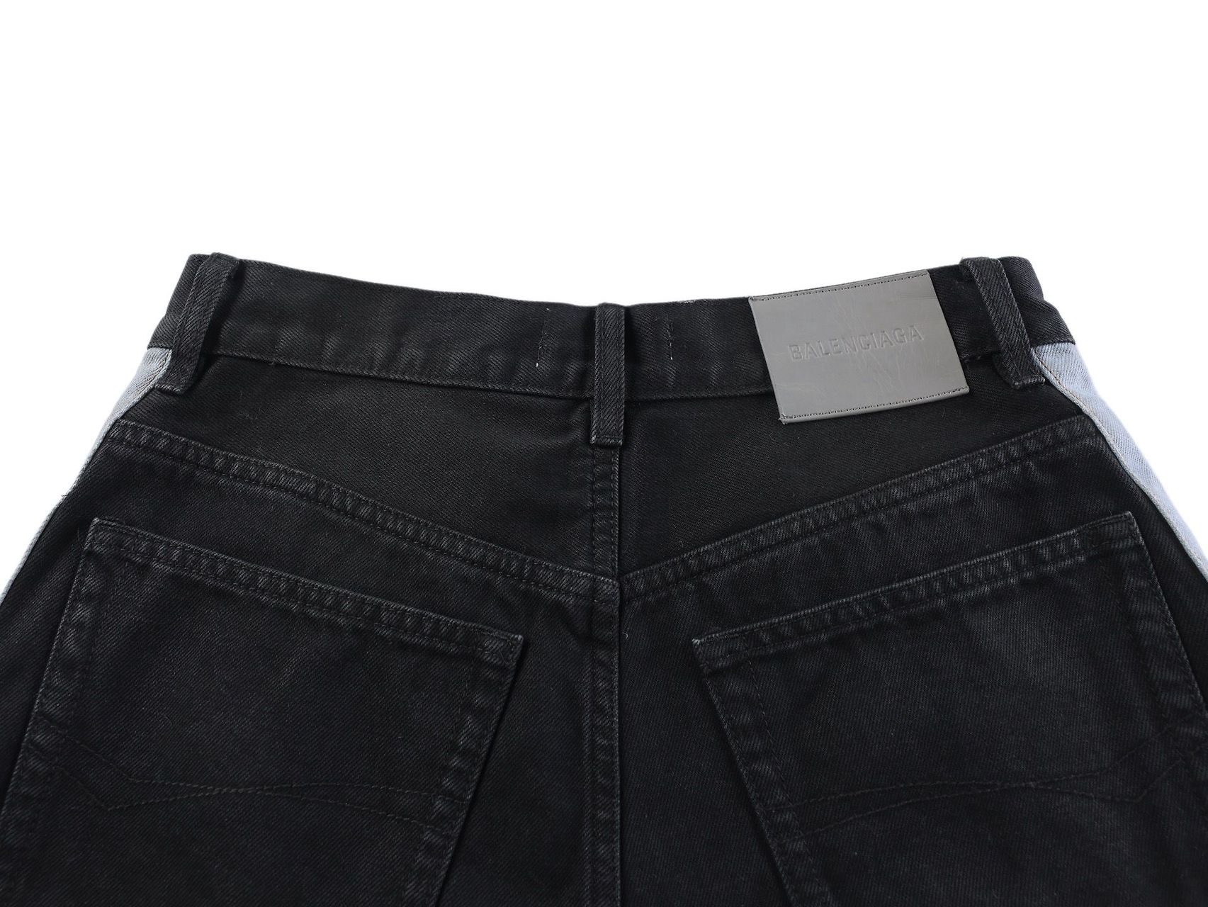 발렌시아가 M 607079 루프 스포츠 로고 워싱 하프 데님 팬츠